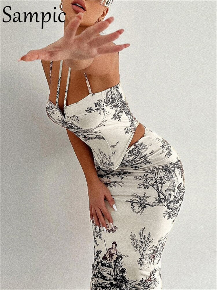 Sampic Women Skirt Suit Sexy Halter Y2K Print Corset Crop Tops And Wrap High Waist Midi Skirt Dress Two Piece Set Summer Outfits Sampic Women Skirt Suit Sexy Halter Y2K Print Corset Crop Tops And Wrap High Waist Midi Skirt Dress Two Piece Set Summer Outfits