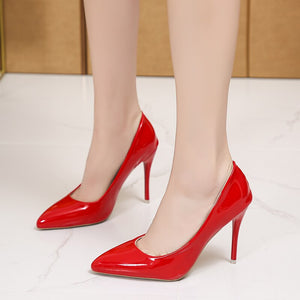 Super High Heels Women Shoes Sexy Pointed Toe  Wedding Dress Ladies Pumps Black Red Color Pink Rubber Bottom Thin Heels