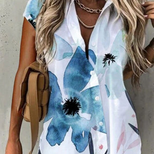 Fashion New Summer Women Shirts Elegant Turn-down Collar Button Short Sleeve Casual Office Blouses Tops