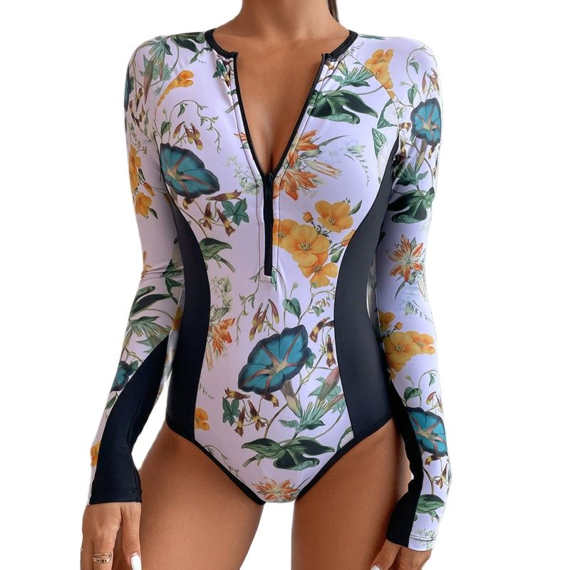One-Piece Swimsuit For Sports Surfing Long Sleeve Swimwear 2022 New Women&#39;s Bodysuit Swimming Bathing Suit Beachwear Pool Bather