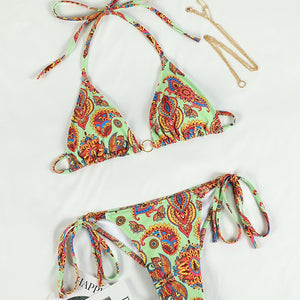 ZRTAK 2022 Bikinis Micro Thongs Swimsuit Women Bathing Suit Rings Biquinis Bandage Beachwear Print Swimwear Sexy Bikini Sets
