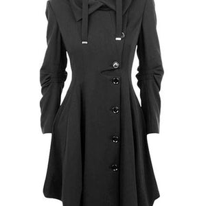 Goth Overcoat Trench Coat 2022 Gothic Long Slim Asymmetric Lapel Collar Button Elegant Y2k Streetwear Egirl Vintage Outwears