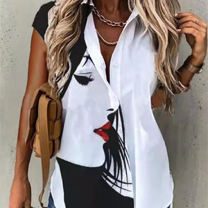 Fashion New Summer Women Shirts Elegant Turn-down Collar Button Short Sleeve Casual Office Blouses Tops