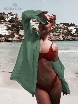 Sexy Bikini Cover-ups Long White Multi-layer ruffle sleeves Summer Bea –  Global Fashions GC