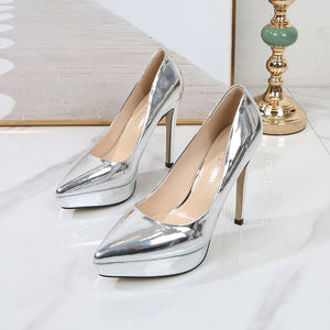 Fashion Ladies High Heels Women Party Shoes Platform Sexy Ladies Pumps Elegant Brand Gold Silver Super High Heels 12cm A4711