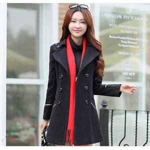 M-3XL Autumn Spring Wool Jacket Women Double Breasted Coats Elegant Overcoat Basic Coat Pockets Woolen Long Coat Top 200