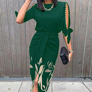 Autumn Sexy Office Dress Fashion Lady Print Bodycon Low-cut Elegant Beach Party Casual Ruched Dresses For Women Robe Femme