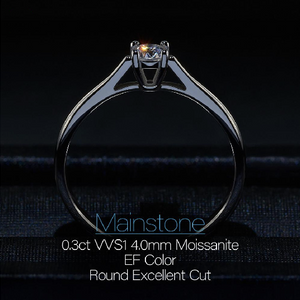 0.3ct 4mm Round Cut EF VVS1 Moissanite 925 Silver Ring