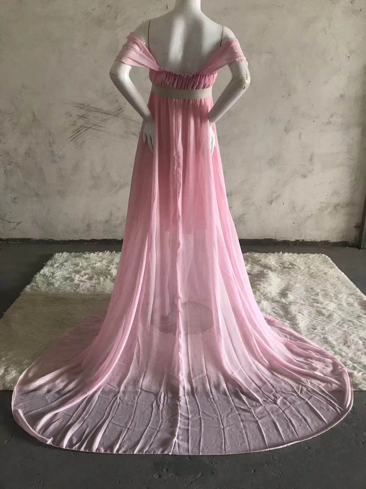 Chiffon Maternity Photography Props Dress With Sashes Maternity Gowns  Maternity Photo Shoot Trailing Long Dress Flying Sleeves