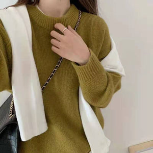 WYWM Cashmere Elegant Women Sweater Oversized Knitted Basic Pullovers O Neck Loose Soft Female Knitwear Jumper