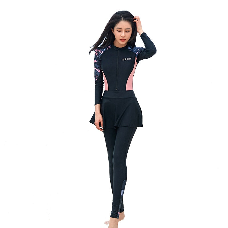 Long Sleeve Full Body UV Protection Diving Suit One Piece Swimsuit Surf Swimwear Women Snorkeling Sailing Clothes Beachwear