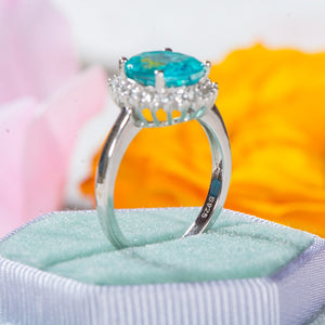 925 Sterling Silver Tourmaline Diamonds Handmade Ring