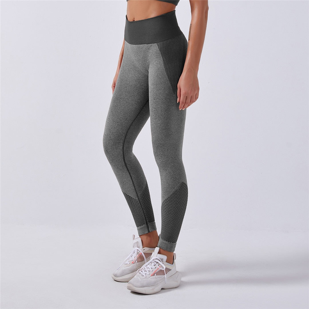 Seamless Sport Set Women Two Piece Crop Top Leggings Workout Clothes Outfit Hollow Fitness Gym Suit Sports Wear Yoga Sets A003