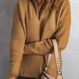 Zip Neck Knitted Sweater