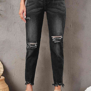 Stylish Distressed Cropped Jeans
