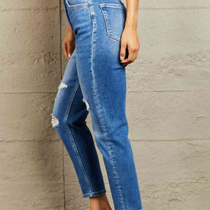 BAYEAS High Waisted Cropped Dad Jeans