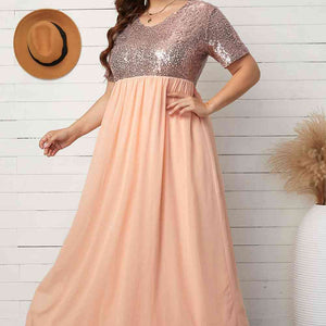 Plus Size Sequined Spliced Maxi Dress