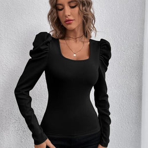 Square Neck Puff  Long Sleeve Top