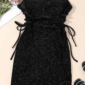 Sequin Lace-Up Mini Dress
