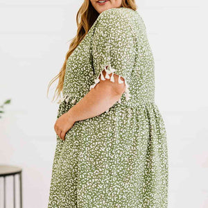 Plus Size Leopard Print Tassel Trim Dress