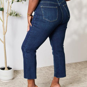 BAYEAS Full Size Raw Hem Straight Jeans
