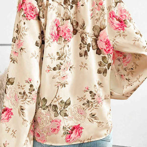 Floral V-Neck Balloon Sleeve Blouse