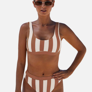 Striped Tank High Waist Bikini