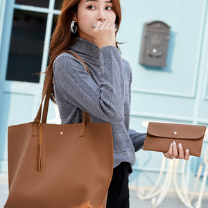 Tassel Zip Bag Large Capacity Shoulder Tote Bag