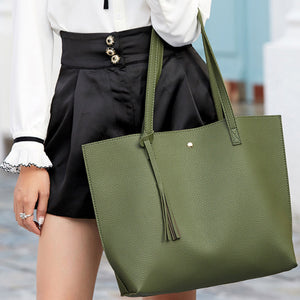 Tassel Zip Bag Large Capacity Shoulder Tote Bag