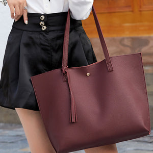 Tassel Zip Bag Large Capacity Shoulder Tote Bag