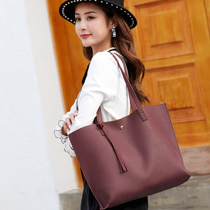 Tassel Zip Bag Large Capacity Shoulder Tote Bag