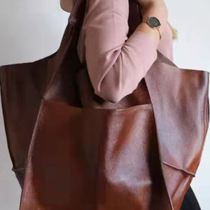 Simple Large Bag Soft Leather Large Capacity One Shoulder Portable Tote Bag