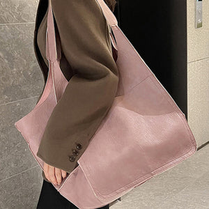 Simple Large Bag Soft Leather Large Capacity One Shoulder Portable Tote Bag