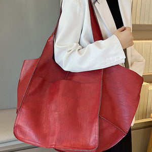 Simple Large Bag Soft Leather Large Capacity One Shoulder Portable Tote Bag