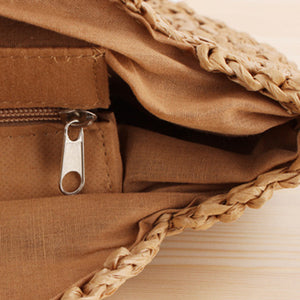 Round shoulder straw woven bag woven bag beach bag fashion women's bag straw woven bag