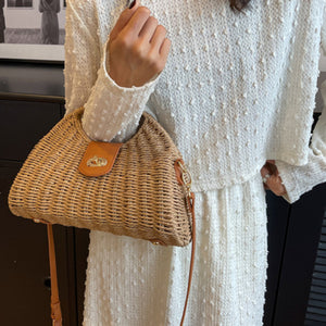 New Mori Fashion Straw Contrasting Color Tote Bag