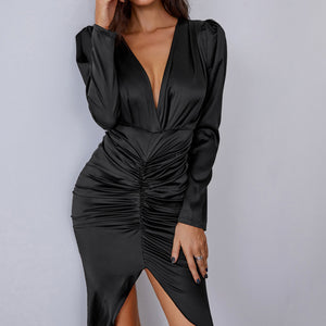 Ladies Summer Fashion Deep V Sexy Pack Hip Dress