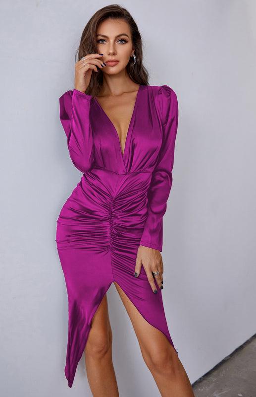 Ladies Summer Fashion Deep V Sexy Pack Hip Dress