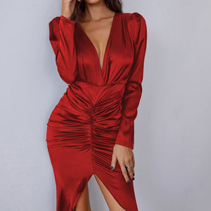 Ladies Summer Fashion Deep V Sexy Pack Hip Dress