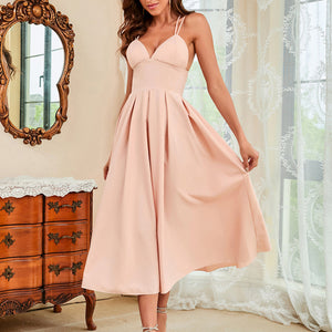 Woman'S Spring And Summer New Suspenders Sexy Swing Dress