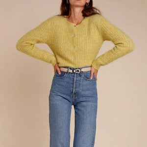 Women’s Staple Knit Design With Front Button Closure Sweater