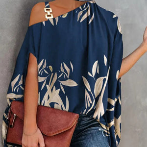 Halter Neck Dolman Sleeve Print Shirt Ladies Shirt Women's Clothing