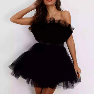 New tube top style mesh temperament bow tutu skirt dress