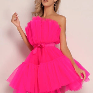 New tube top style mesh temperament bow tutu skirt dress