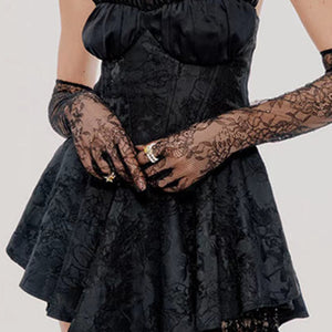 Women's new elegant and sweet short tube top dress (gloves not included)