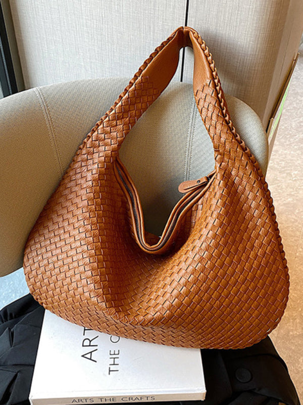 French high-end woven bag, versatile shoulder armpit bag, niche texture portable commuter bag