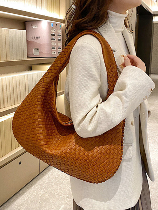 French high-end woven bag, versatile shoulder armpit bag, niche texture portable commuter bag