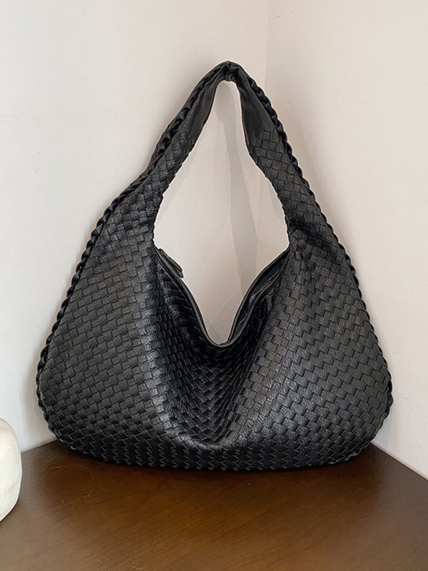 French high-end woven bag, versatile shoulder armpit bag, niche texture portable commuter bag