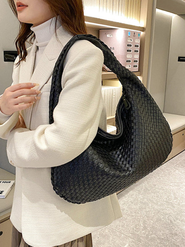 French high-end woven bag, versatile shoulder armpit bag, niche texture portable commuter bag