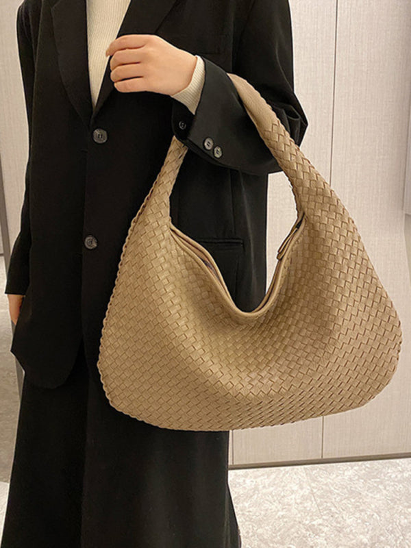 French high-end woven bag, versatile shoulder armpit bag, niche texture portable commuter bag